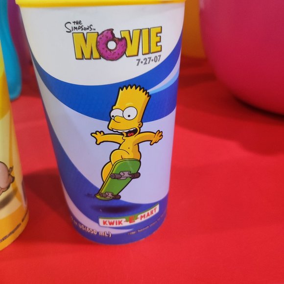 Simpsons Movie Kwik-Mart Slurpee plastic cups Homer Maggie Bart - Picture 5 of 5